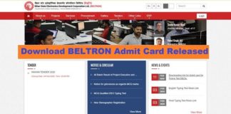 BELTRON Admit Card 2020