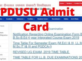 PDUSU Admit Card 2020