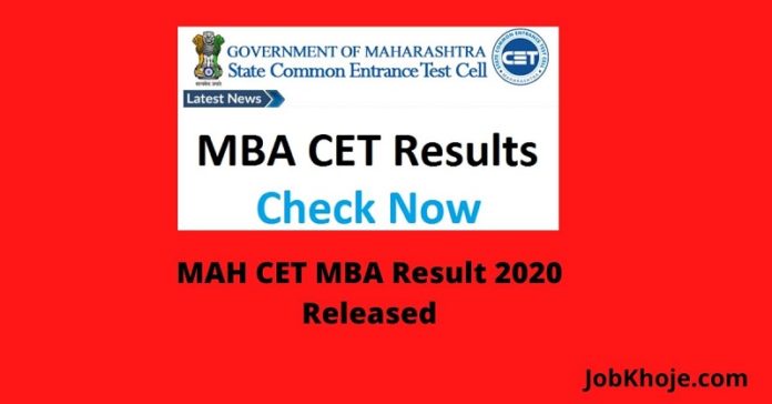 MAH CET MBA Result 2020 Released
