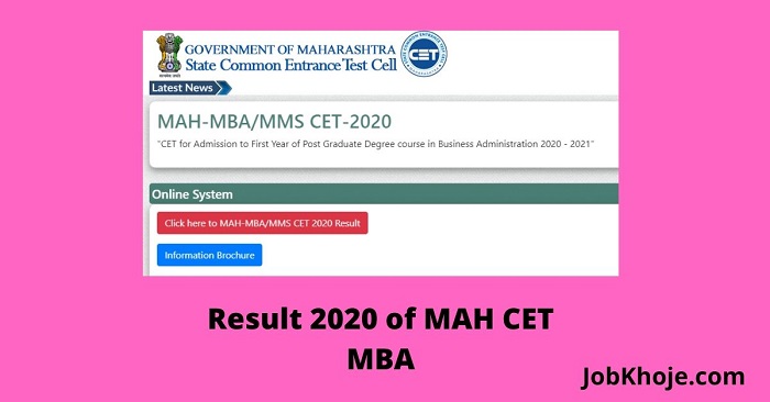 Result 2020 of MAH CET MBA