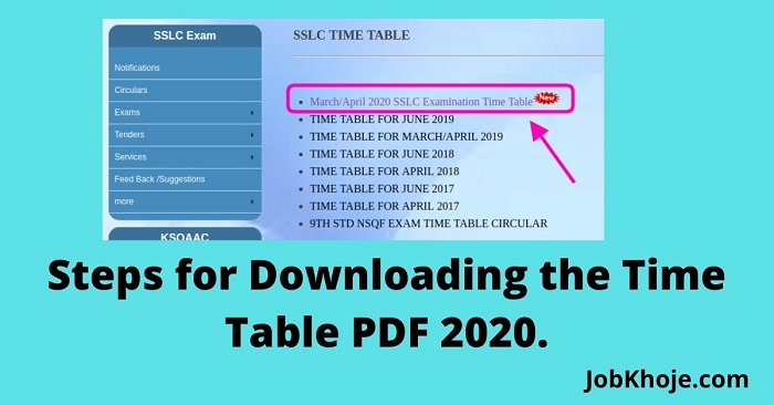 Steps for Downloading the Time Table PDF 2020.