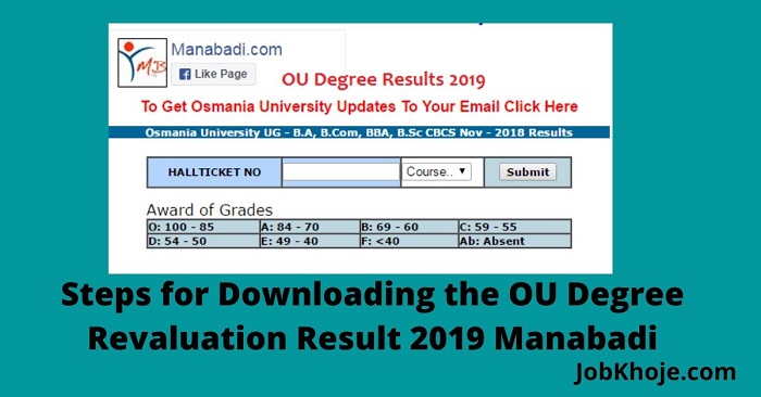Steps for Downloading the OU Degree Revaluation Result 2019 Manabadi
